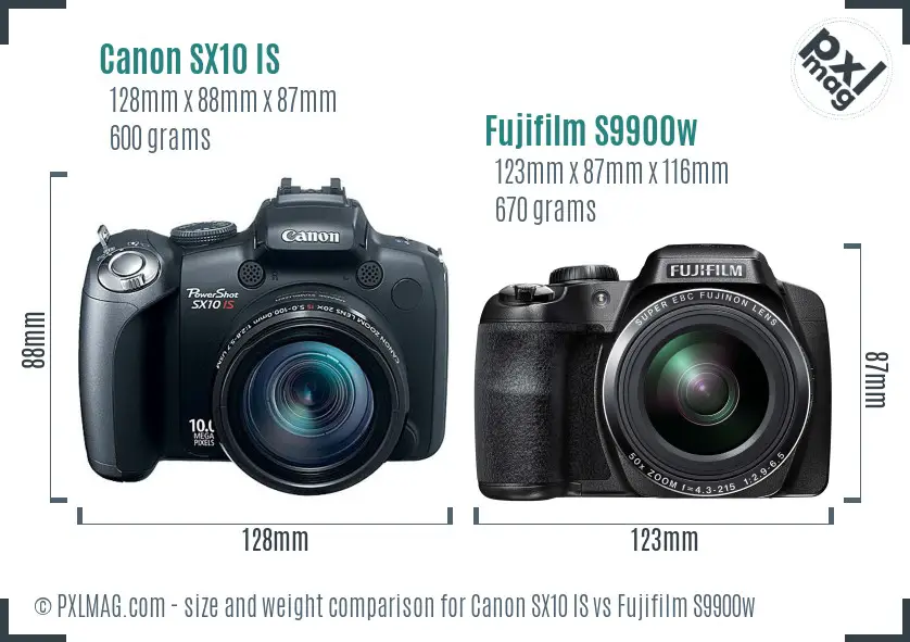 Canon SX10 IS vs Fujifilm S9900w size comparison