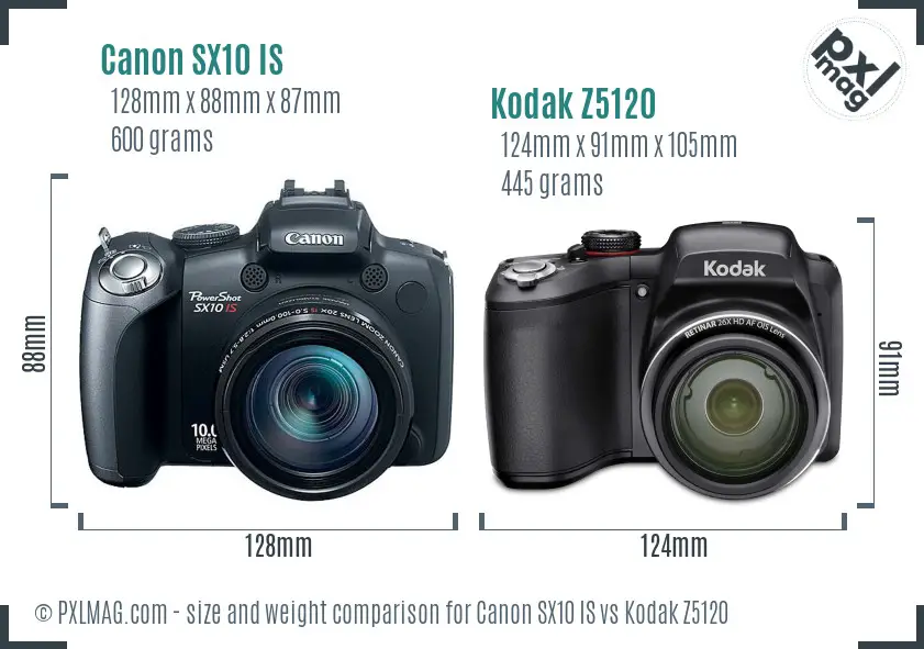 Canon SX10 IS vs Kodak Z5120 size comparison