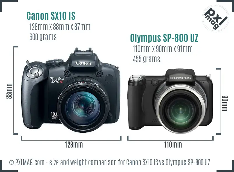 Canon SX10 IS vs Olympus SP-800 UZ size comparison