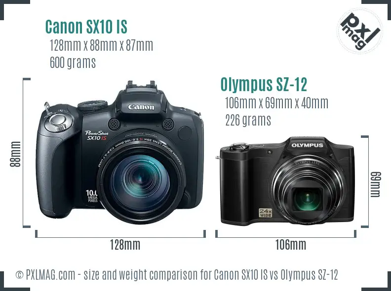 Canon SX10 IS vs Olympus SZ-12 size comparison