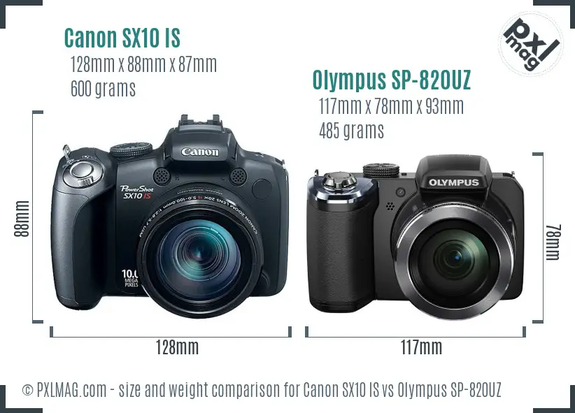 Canon SX10 IS vs Olympus SP-820UZ size comparison