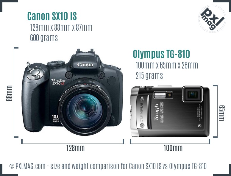 Canon SX10 IS vs Olympus TG-810 size comparison