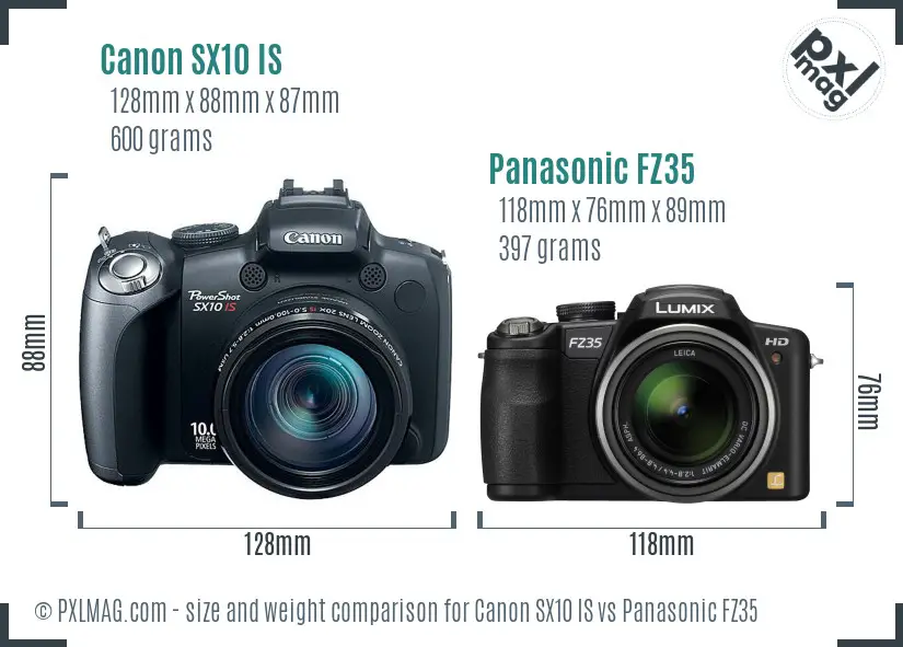 Canon SX10 IS vs Panasonic FZ35 size comparison