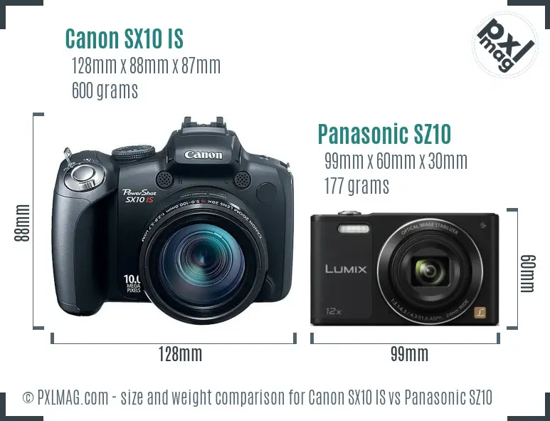 Canon SX10 IS vs Panasonic SZ10 size comparison