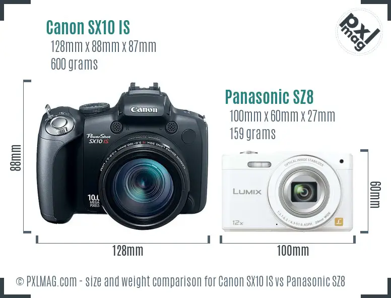 Canon SX10 IS vs Panasonic SZ8 size comparison