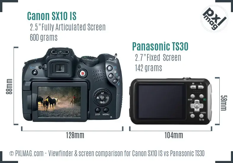 Canon SX10 IS vs Panasonic TS30 Screen and Viewfinder comparison