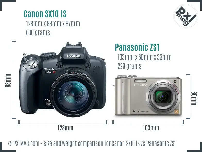 Canon SX10 IS vs Panasonic ZS1 size comparison Canon SX10 IS vs Panasonic ZS1 size comparison