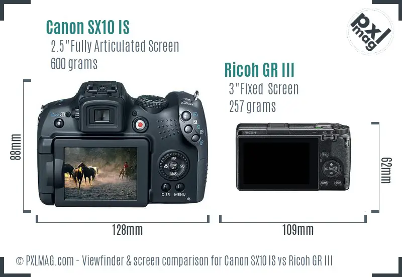 Canon SX10 IS vs Ricoh GR III Screen and Viewfinder comparison Canon SX10 IS vs Ricoh GR III Screen and Viewfinder comparison