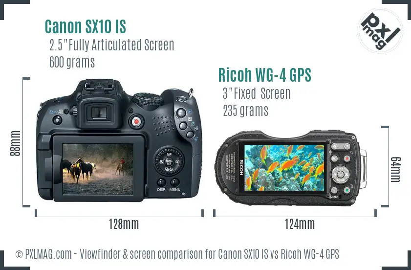 Canon SX10 IS vs Ricoh WG-4 GPS Screen and Viewfinder comparison Canon SX10 IS vs Ricoh WG-4 GPS Screen and Viewfinder comparison