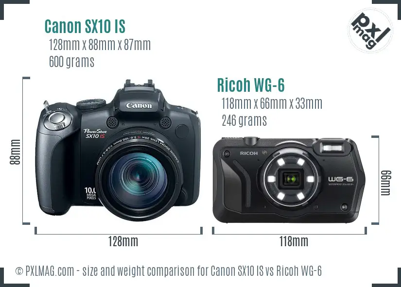 Canon SX10 IS vs Ricoh WG-6 size comparison Canon SX10 IS vs Ricoh WG-6 size comparison