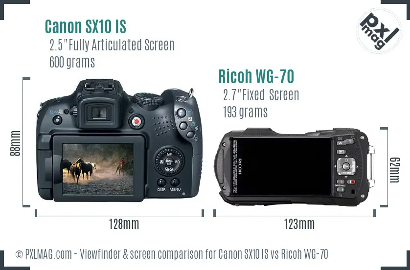 Canon SX10 IS vs Ricoh WG-70 Screen and Viewfinder comparison Canon SX10 IS vs Ricoh WG-70 Screen and Viewfinder comparison