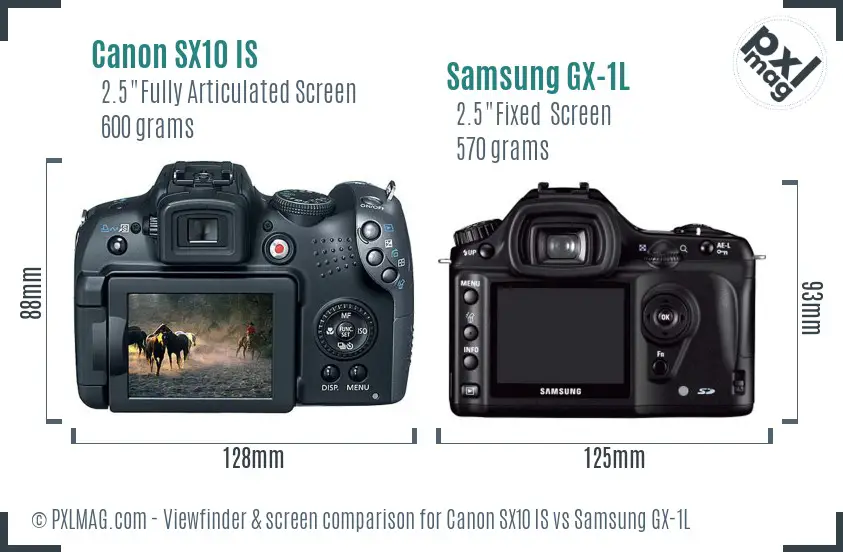 Canon SX10 IS vs Samsung GX-1L Screen and Viewfinder comparison Canon SX10 IS vs Samsung GX-1L Screen and Viewfinder comparison