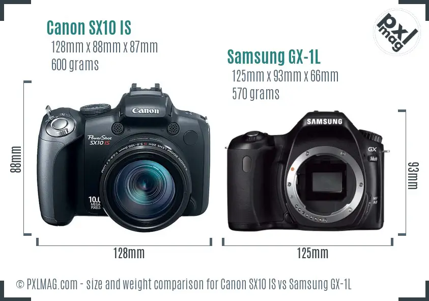 Canon SX10 IS vs Samsung GX-1L size comparison Canon SX10 IS vs Samsung GX-1L size comparison