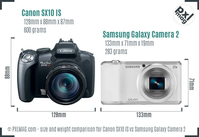 Canon SX10 IS vs Samsung Galaxy Camera 2 size comparison