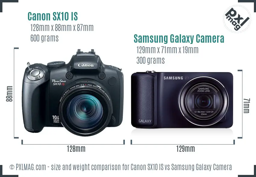 Canon SX10 IS vs Samsung Galaxy Camera size comparison