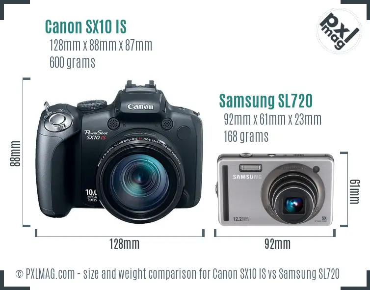 Canon SX10 IS vs Samsung SL720 size comparison