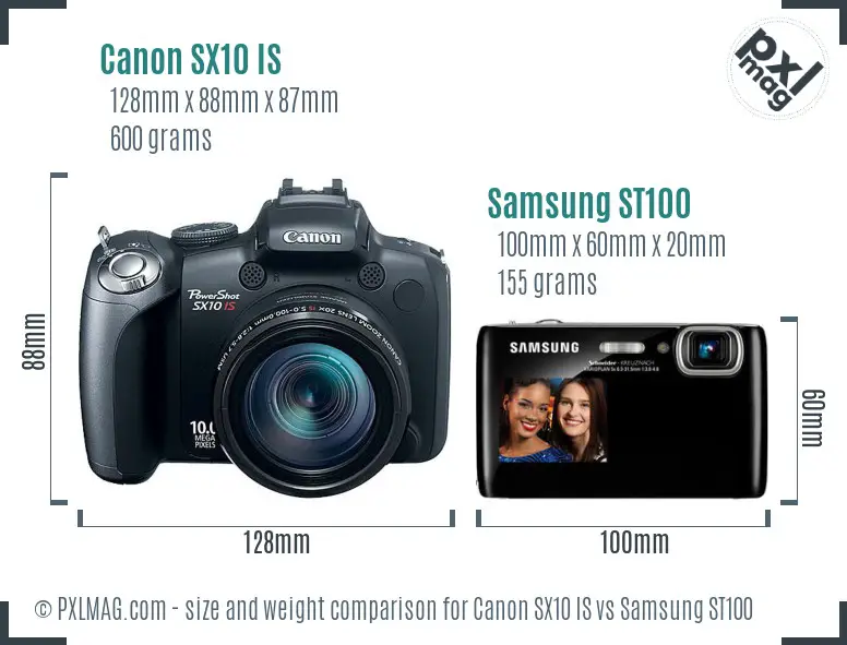 Canon SX10 IS vs Samsung ST100 size comparison