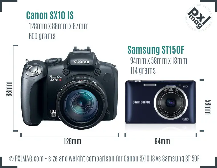 Canon SX10 IS vs Samsung ST150F size comparison