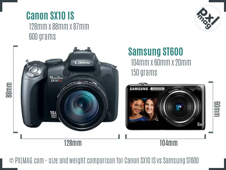 Canon SX10 IS vs Samsung ST600 size comparison