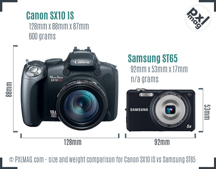 Canon SX10 IS vs Samsung ST65 size comparison Canon SX10 IS vs Samsung ST65 size comparison