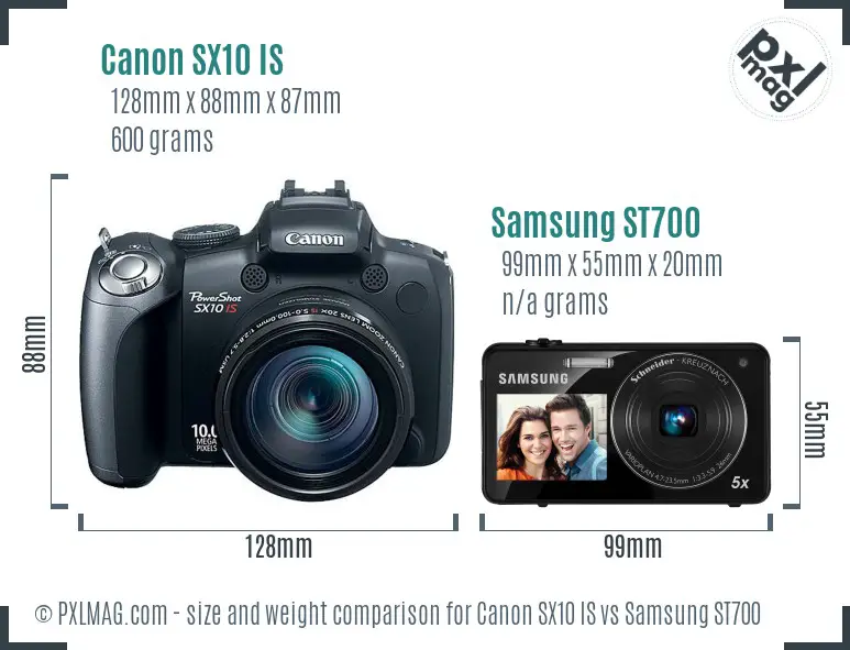 Canon SX10 IS vs Samsung ST700 size comparison Canon SX10 IS vs Samsung ST700 size comparison