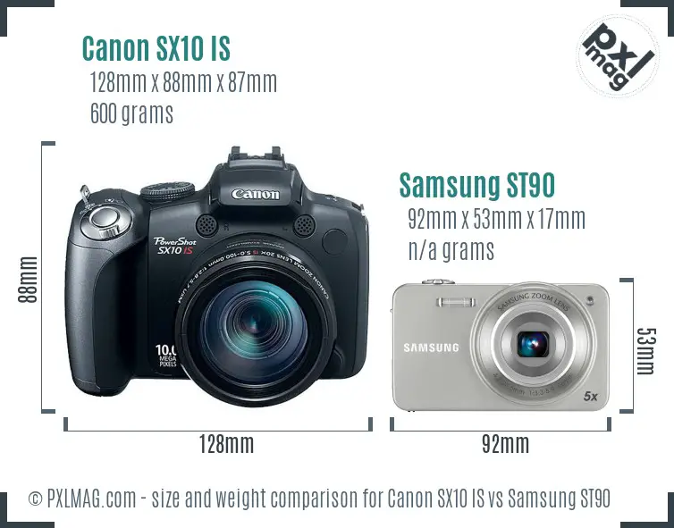 Canon SX10 IS vs Samsung ST90 size comparison