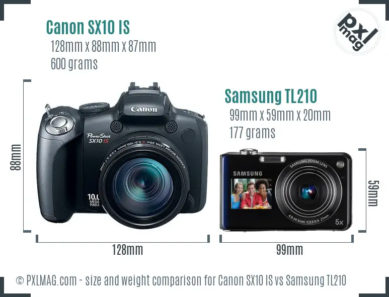 Canon SX10 IS vs Samsung TL210 size comparison