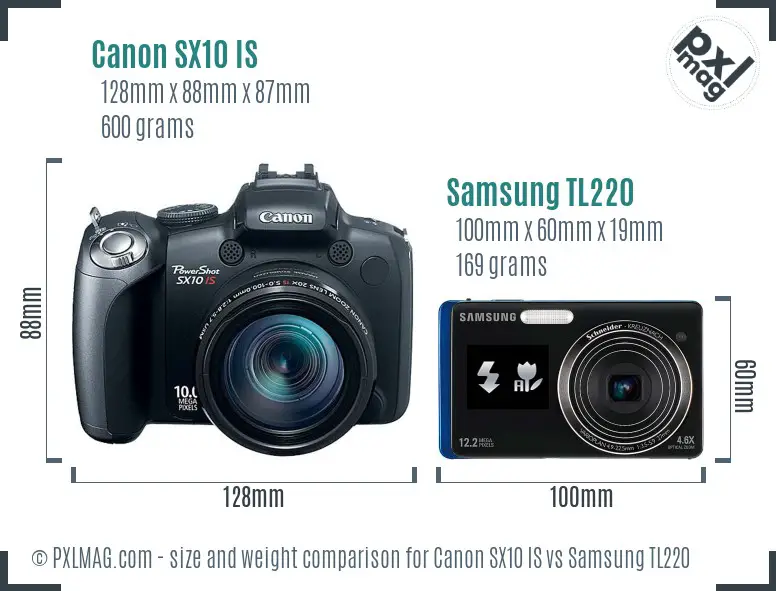 Canon SX10 IS vs Samsung TL220 size comparison