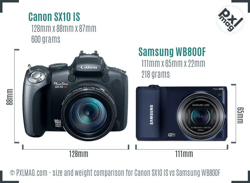 Canon SX10 IS vs Samsung WB800F size comparison Canon SX10 IS vs Samsung WB800F size comparison