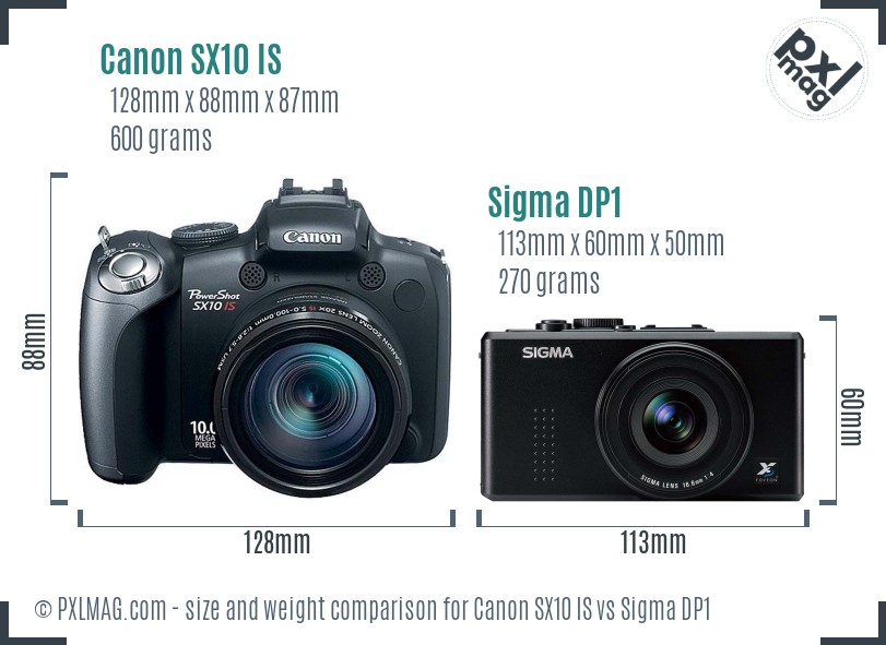Canon SX10 IS vs Sigma DP1 size comparison Canon SX10 IS vs Sigma DP1 size comparison