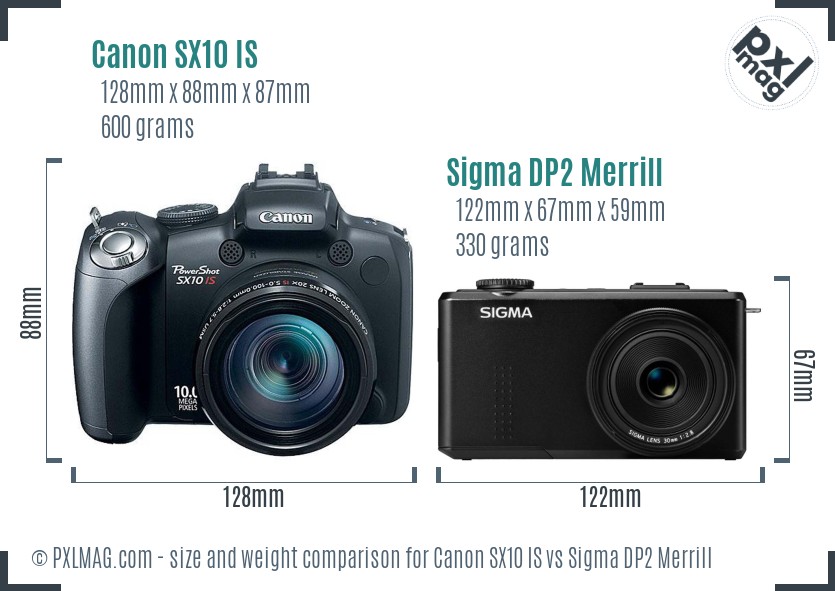 Canon SX10 IS vs Sigma DP2 Merrill size comparison