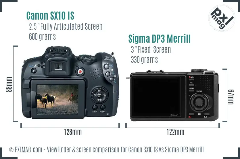 Canon SX10 IS vs Sigma DP3 Merrill Screen and Viewfinder comparison Canon SX10 IS vs Sigma DP3 Merrill Screen and Viewfinder comparison