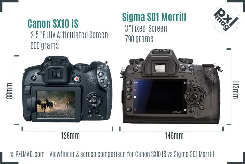Canon SX10 IS vs Sigma SD1 Merrill Screen and Viewfinder comparison