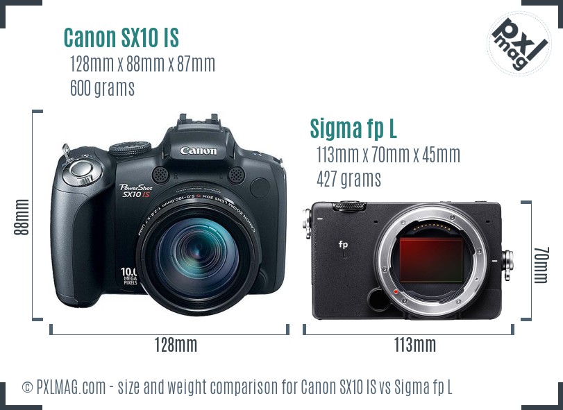 Canon SX10 IS vs Sigma fp L size comparison