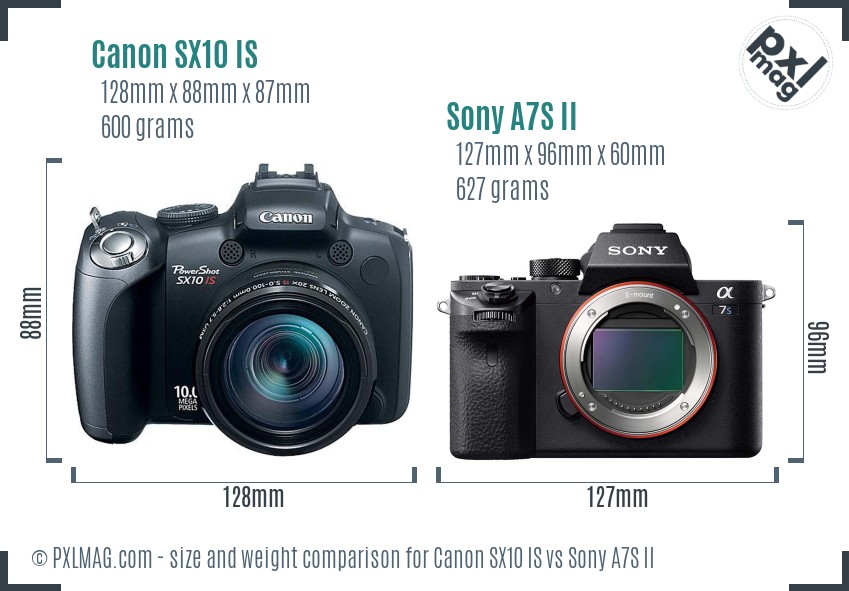 Canon SX10 IS vs Sony A7S II size comparison