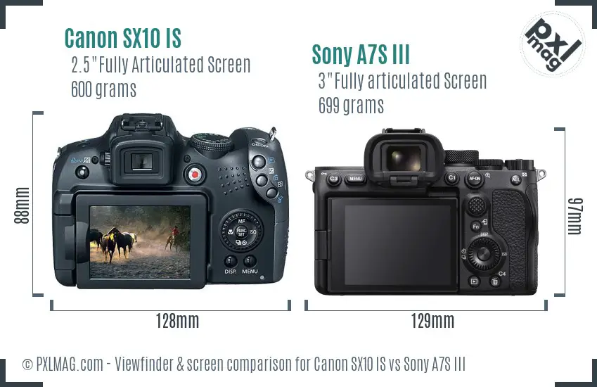 Canon SX10 IS vs Sony A7S III Screen and Viewfinder comparison Canon SX10 IS vs Sony A7S III Screen and Viewfinder comparison