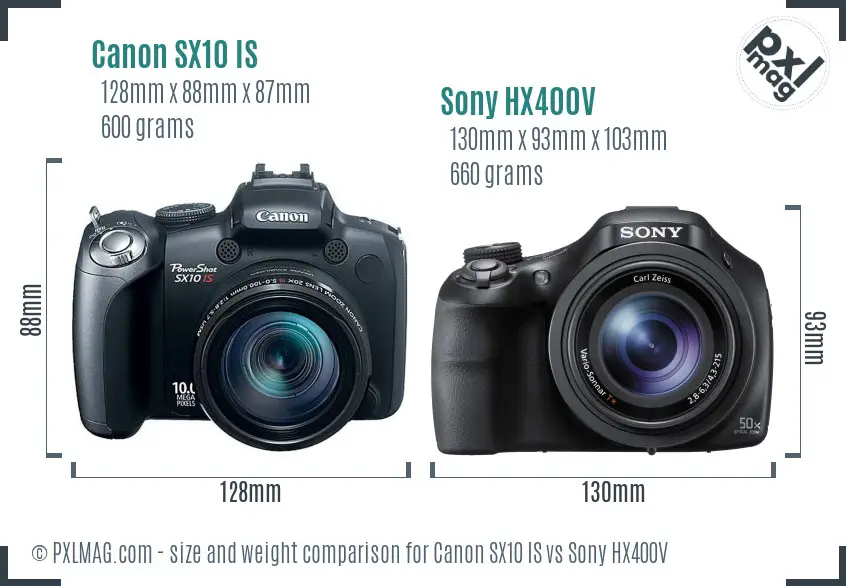Canon SX10 IS vs Sony HX400V size comparison