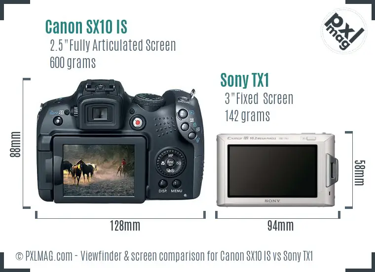 Canon SX10 IS vs Sony TX1 Screen and Viewfinder comparison Canon SX10 IS vs Sony TX1 Screen and Viewfinder comparison