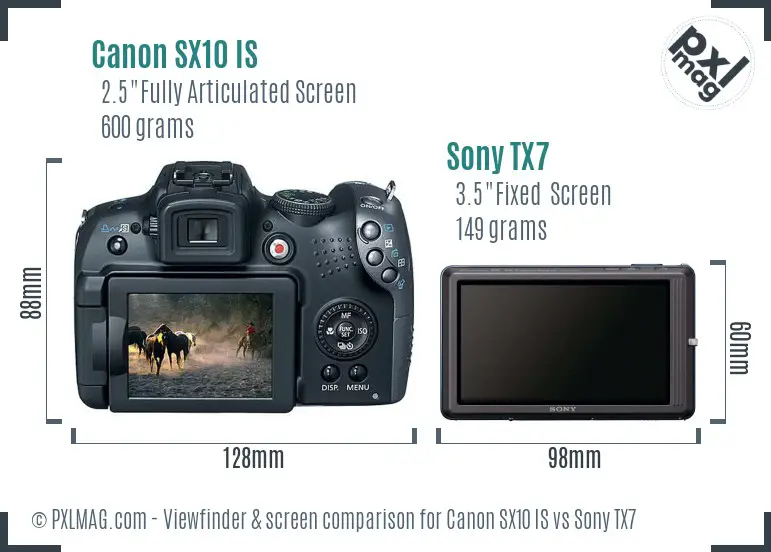 Canon SX10 IS vs Sony TX7 Screen and Viewfinder comparison Canon SX10 IS vs Sony TX7 Screen and Viewfinder comparison