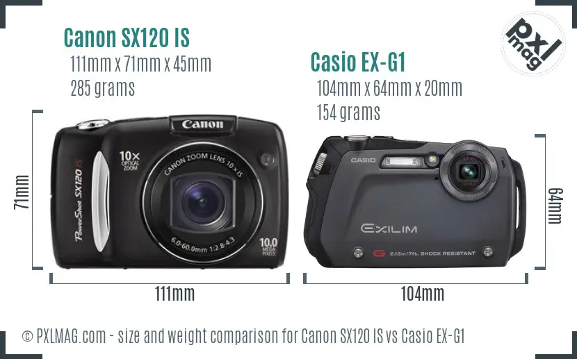Canon SX120 IS vs Casio EX-G1 size comparison