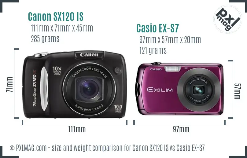 Canon SX120 IS vs Casio EX-S7 size comparison