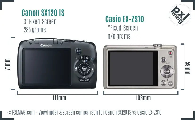 Canon SX120 IS vs Casio EX-ZS10 Screen and Viewfinder comparison Canon SX120 IS vs Casio EX-ZS10 Screen and Viewfinder comparison