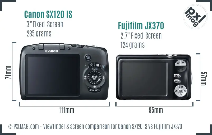 Canon SX120 IS vs Fujifilm JX370 Screen and Viewfinder comparison