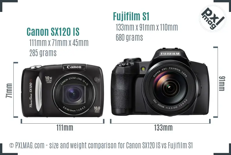 Canon SX120 IS vs Fujifilm S1 size comparison