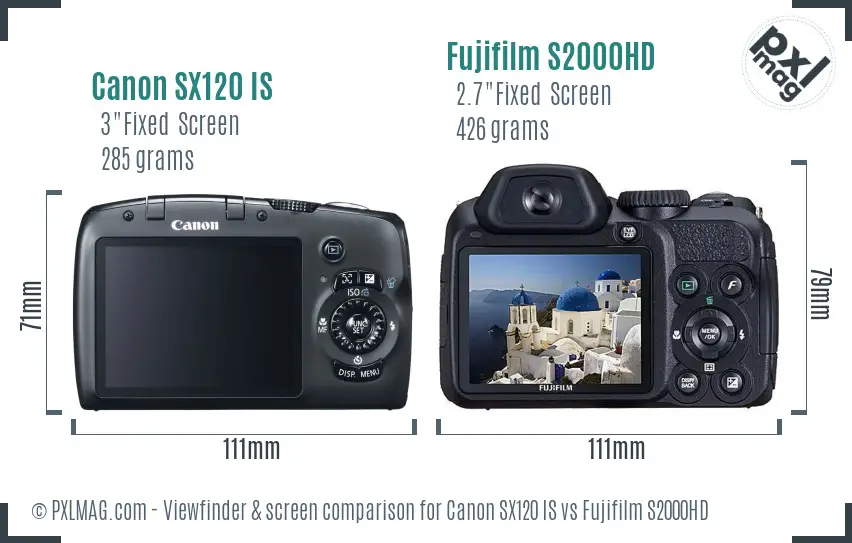 Canon SX120 IS vs Fujifilm S2000HD Screen and Viewfinder comparison Canon SX120 IS vs Fujifilm S2000HD Screen and Viewfinder comparison
