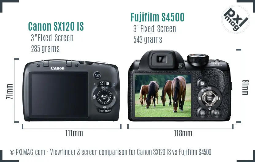 Canon SX120 IS vs Fujifilm S4500 Screen and Viewfinder comparison Canon SX120 IS vs Fujifilm S4500 Screen and Viewfinder comparison