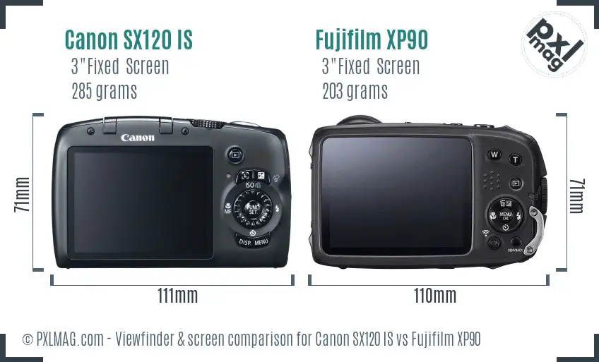 Canon SX120 IS vs Fujifilm XP90 Screen and Viewfinder comparison Canon SX120 IS vs Fujifilm XP90 Screen and Viewfinder comparison