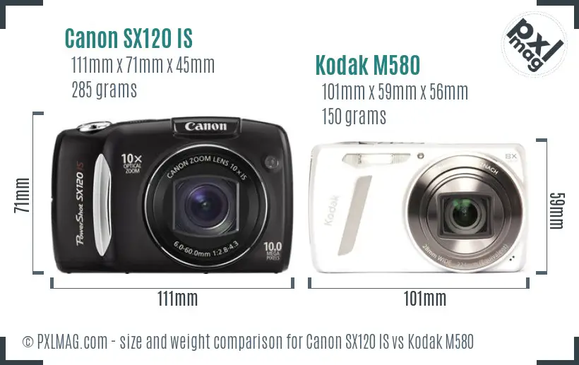 Canon SX120 IS vs Kodak M580 size comparison