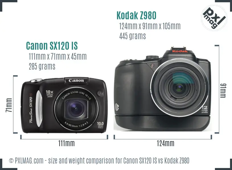 Canon SX120 IS vs Kodak Z980 size comparison Canon SX120 IS vs Kodak Z980 size comparison