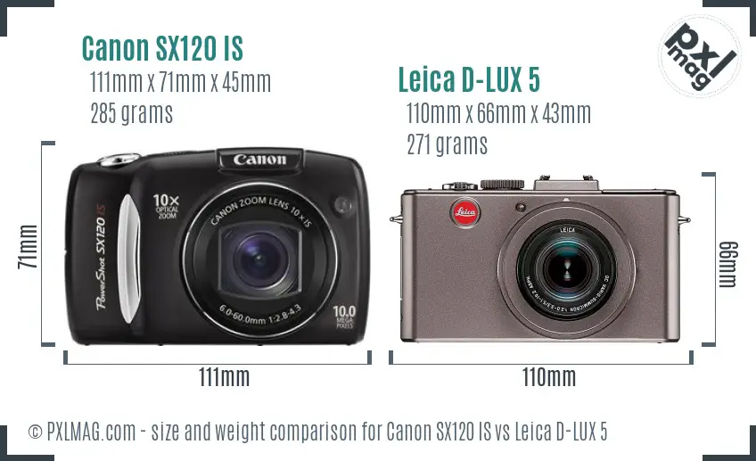 Canon SX120 IS vs Leica D-LUX 5 size comparison Canon SX120 IS vs Leica D-LUX 5 size comparison